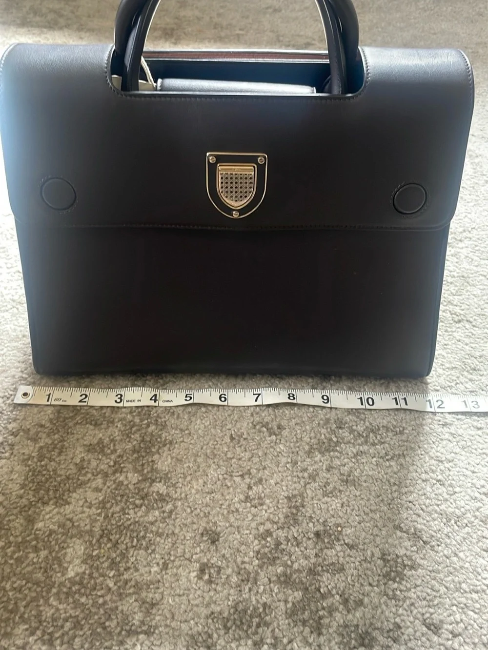 Dior Diorever Dark Brown Leather Top-Handle Crossbody Bag Silver-Tone Hardware